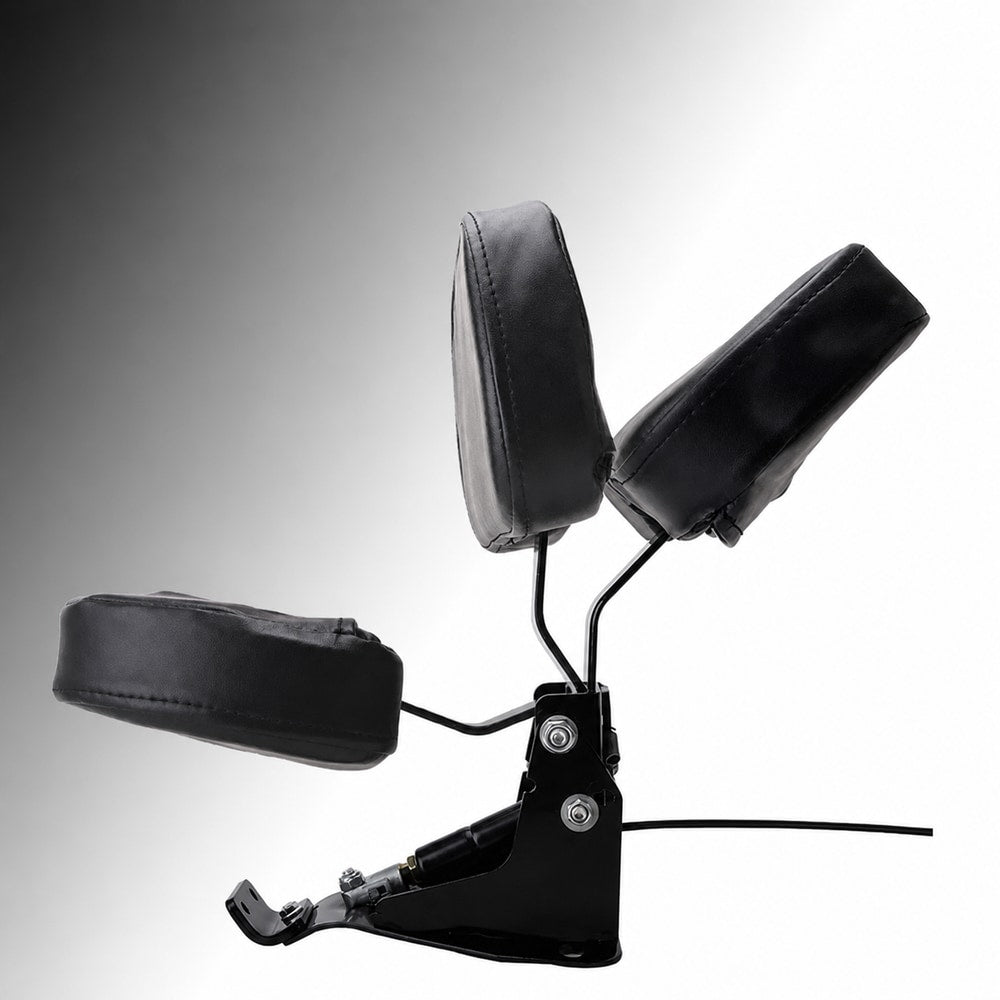 Adjustable hydraulic rider backrest for compatible touring motorcycles