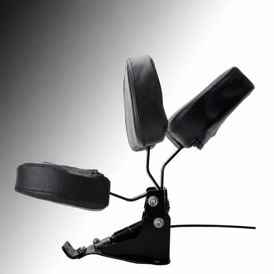 Adjustable hydraulic rider backrest for compatible touring motorcycles