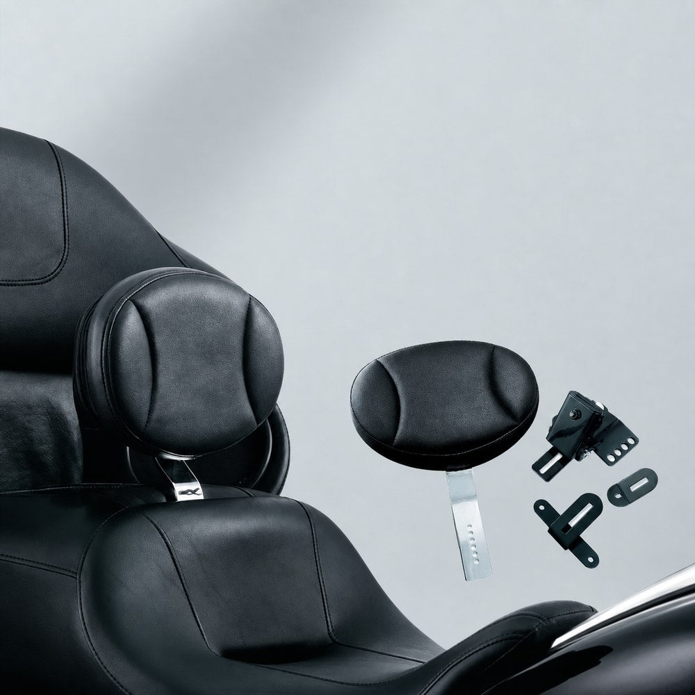 Adjustable rider backrest for compatible touring motorcycles