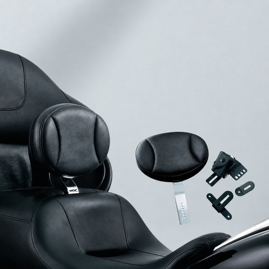 Adjustable rider backrest for compatible touring motorcycles