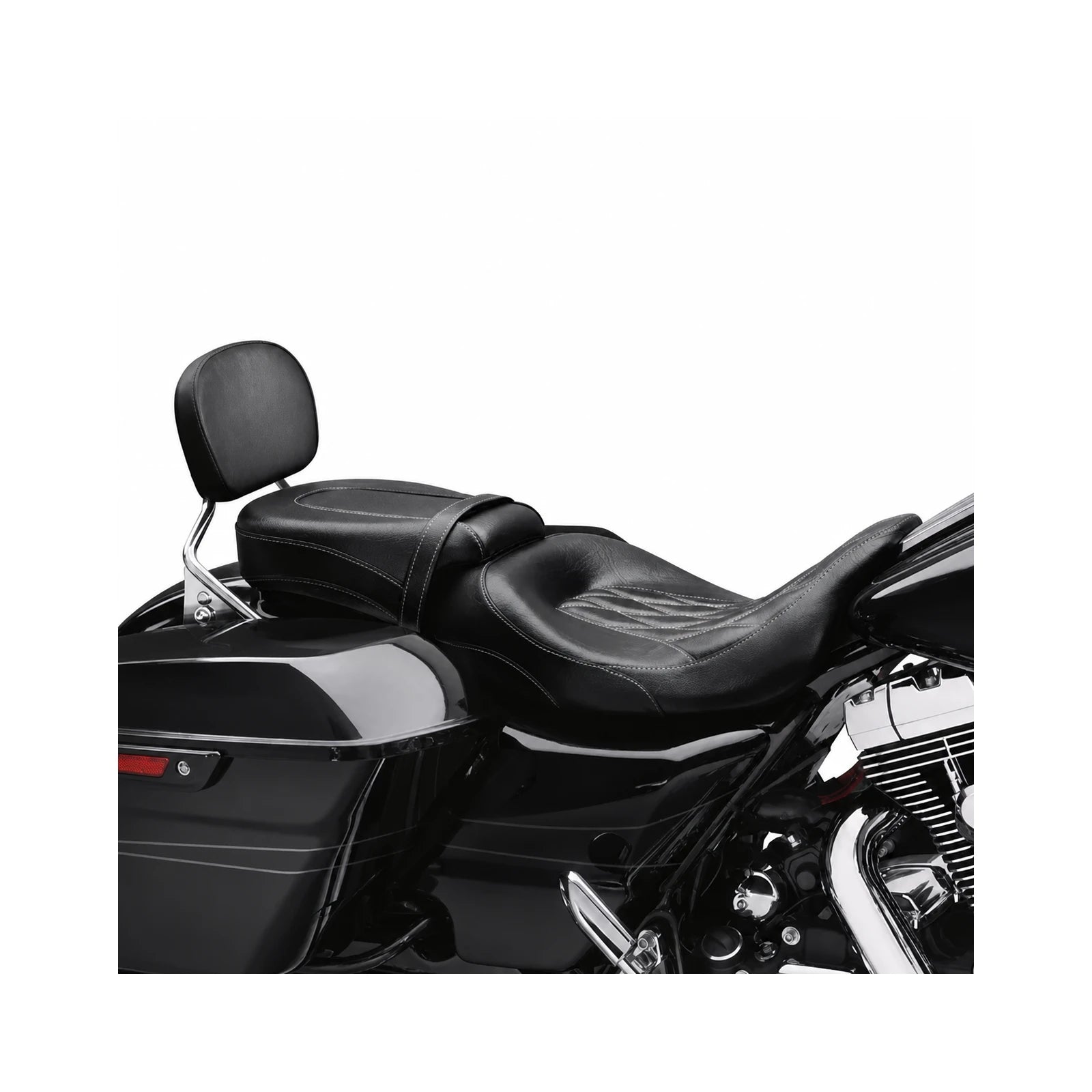 Two-piece motorcycle seat with passenger backrest