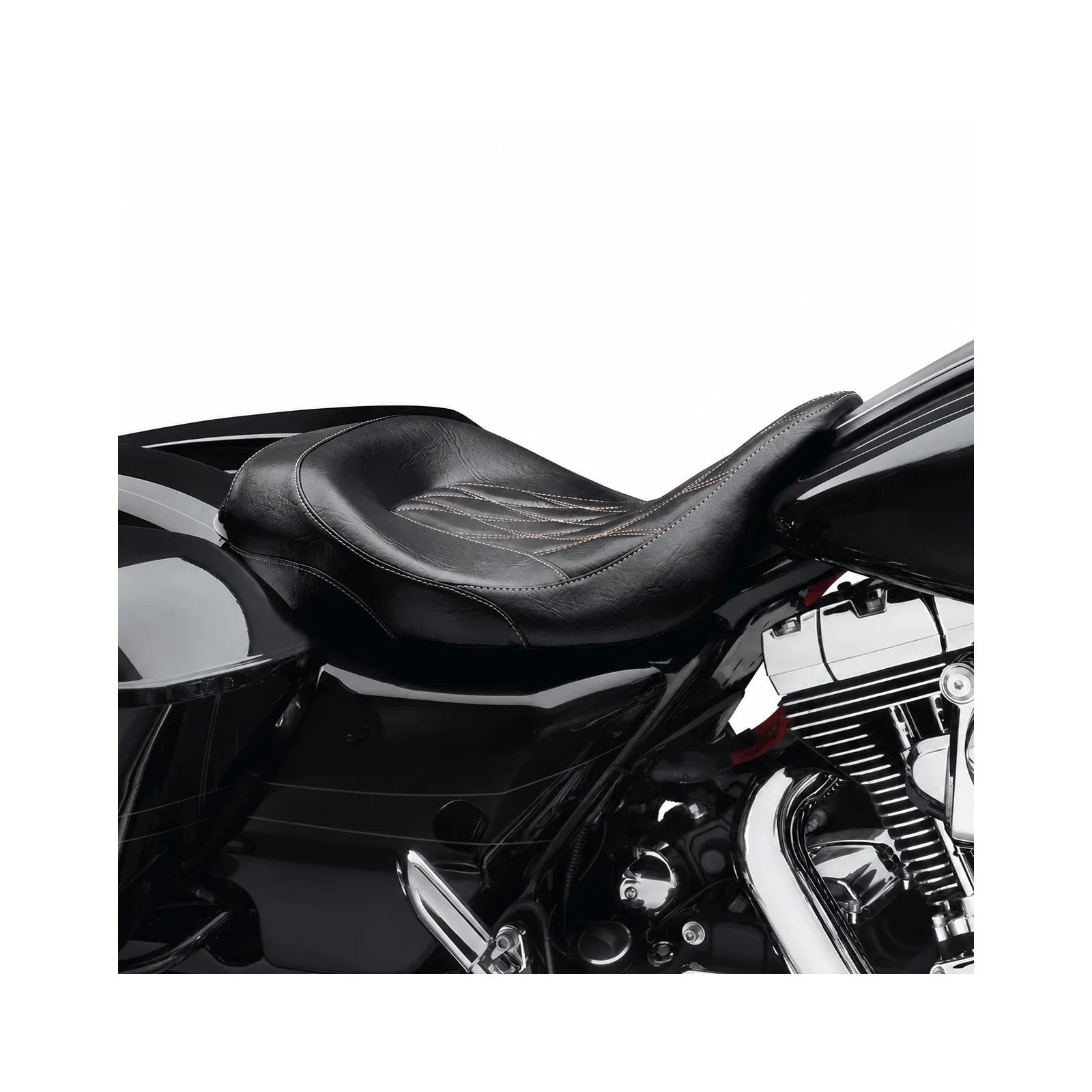 Low-profile solo rider seat installed on touring motorcycle