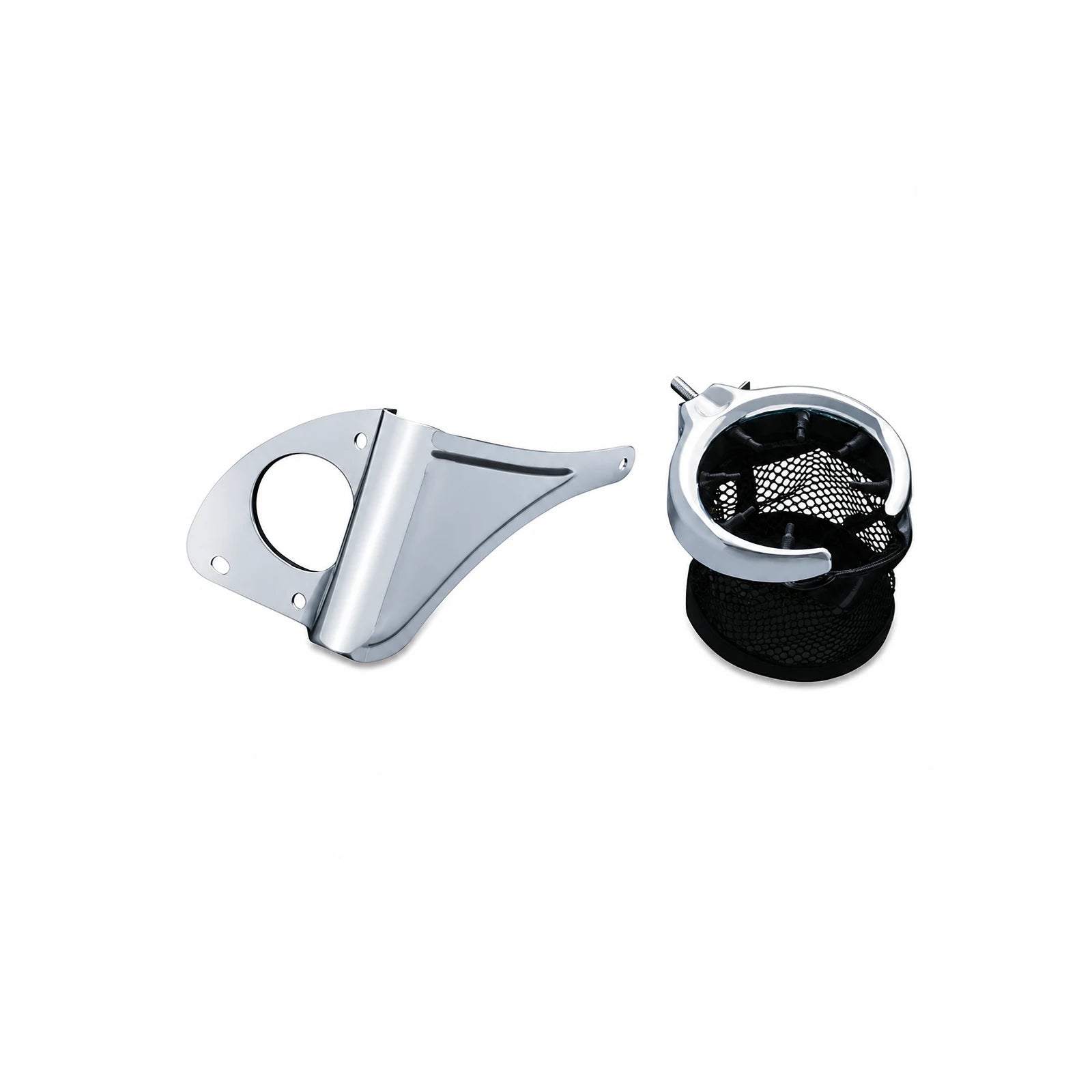 Chrome mounting bracket and mesh cup holder