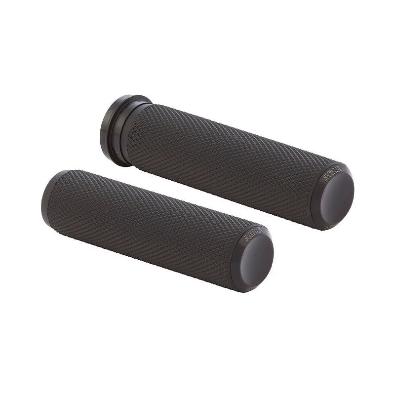 Pair of black knurled rubber motorcycle grips