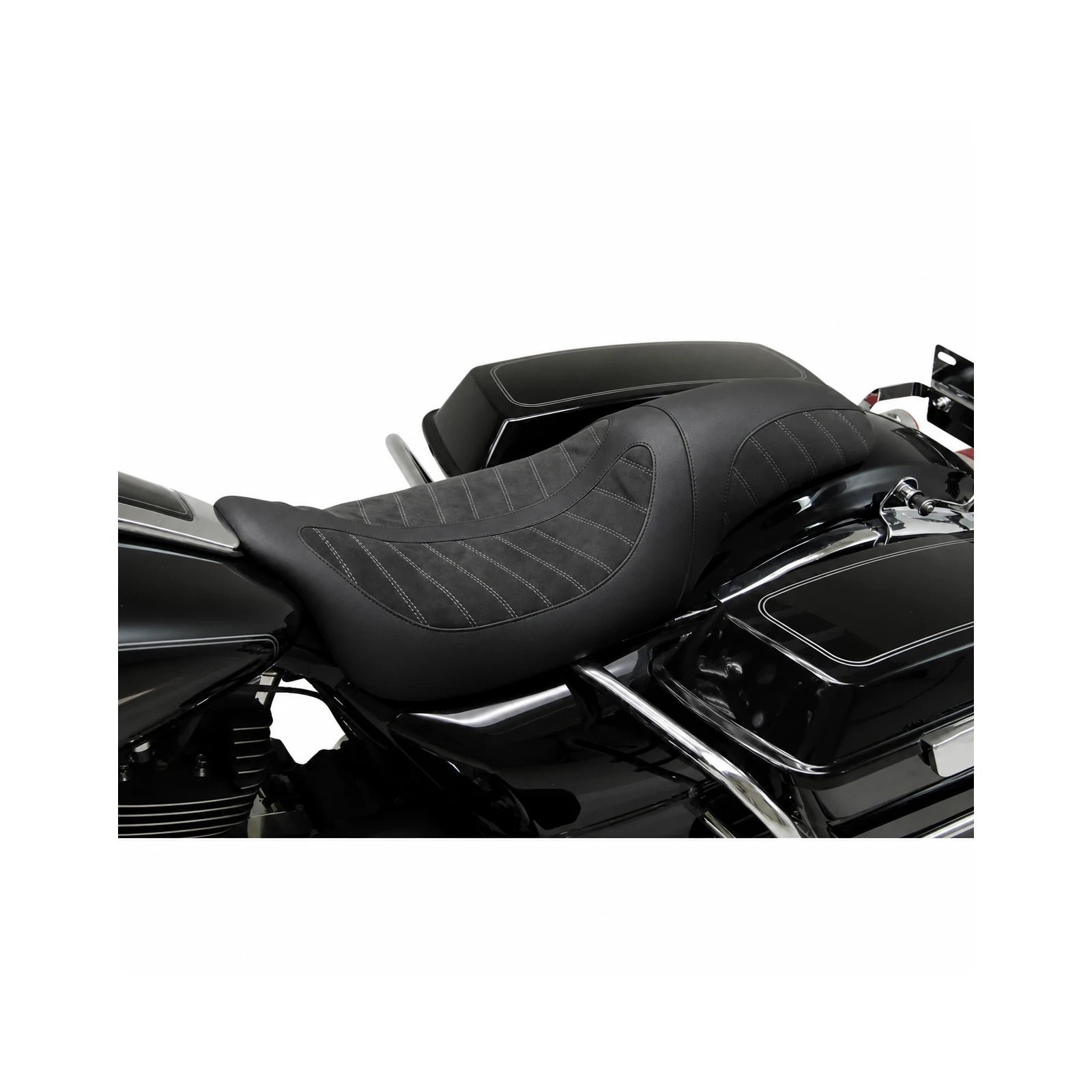 Two-up touring seat installed on motorcycle