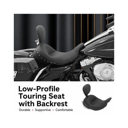 Low-profile touring seat with backrest