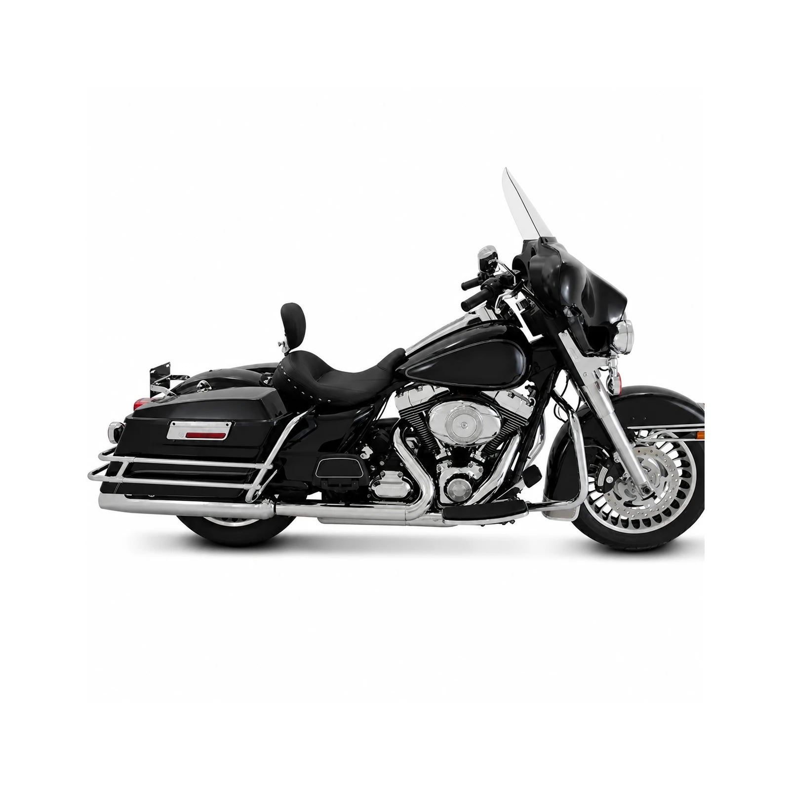 Touring motorcycle with low-profile backrest seat