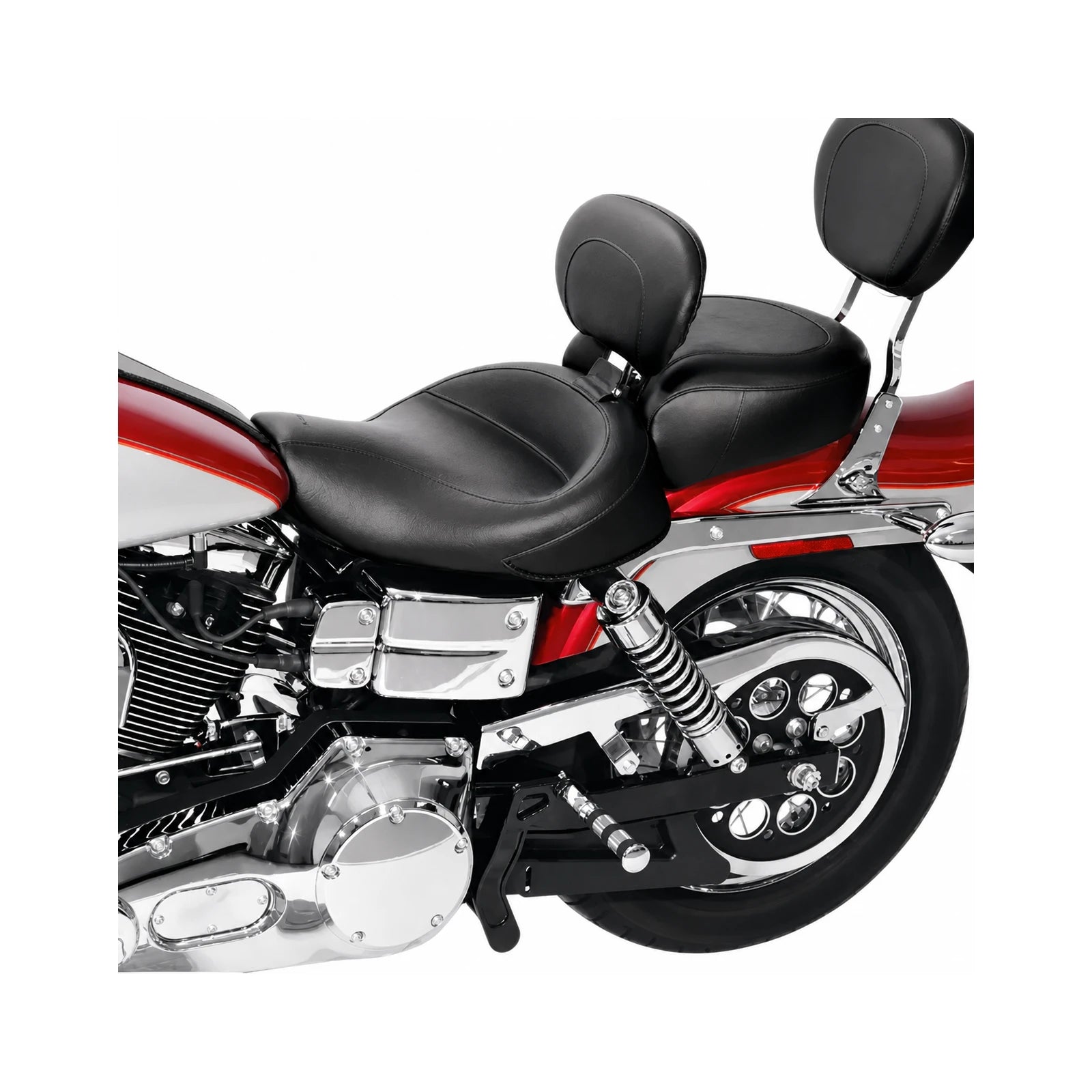 Split seat installed on motorcycle
