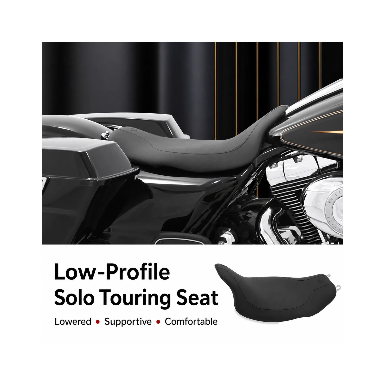 Low-profile solo touring seat