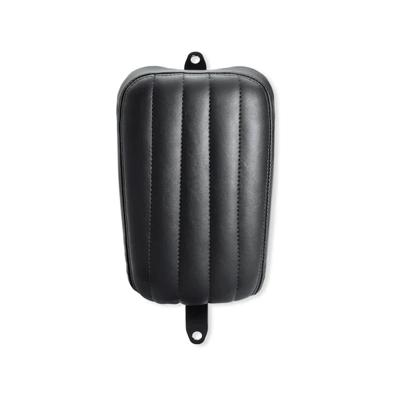 Top view of black channel-stitched passenger motorcycle seat