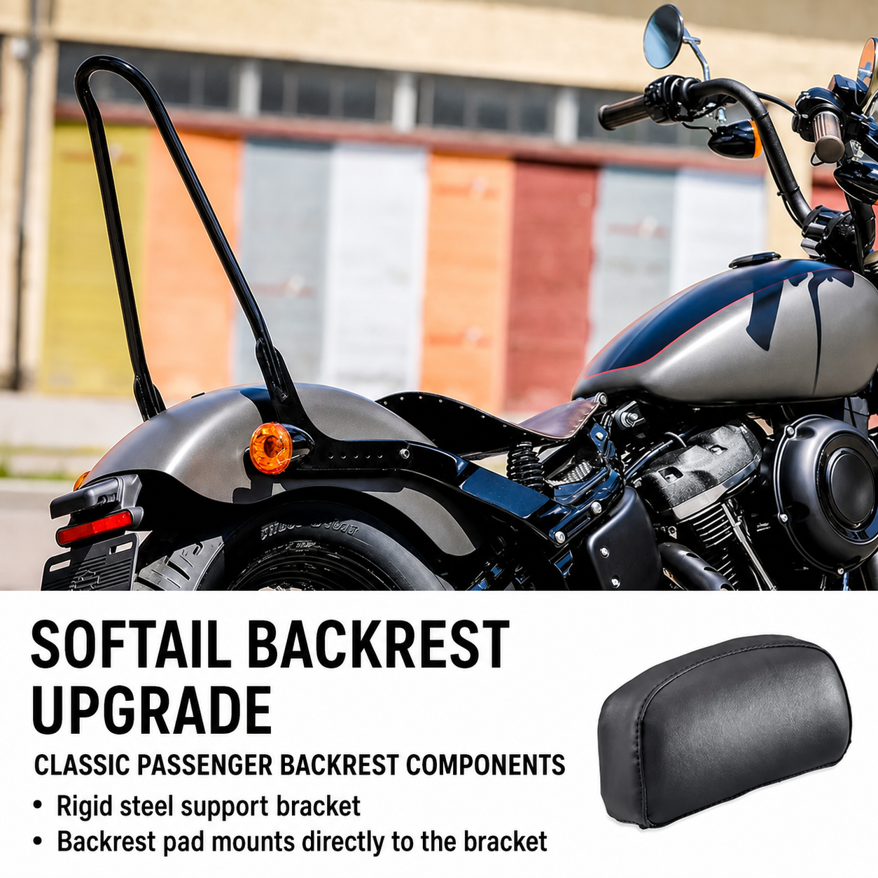 Passenger Backrest Support and Pad for Harley Softail 2018+