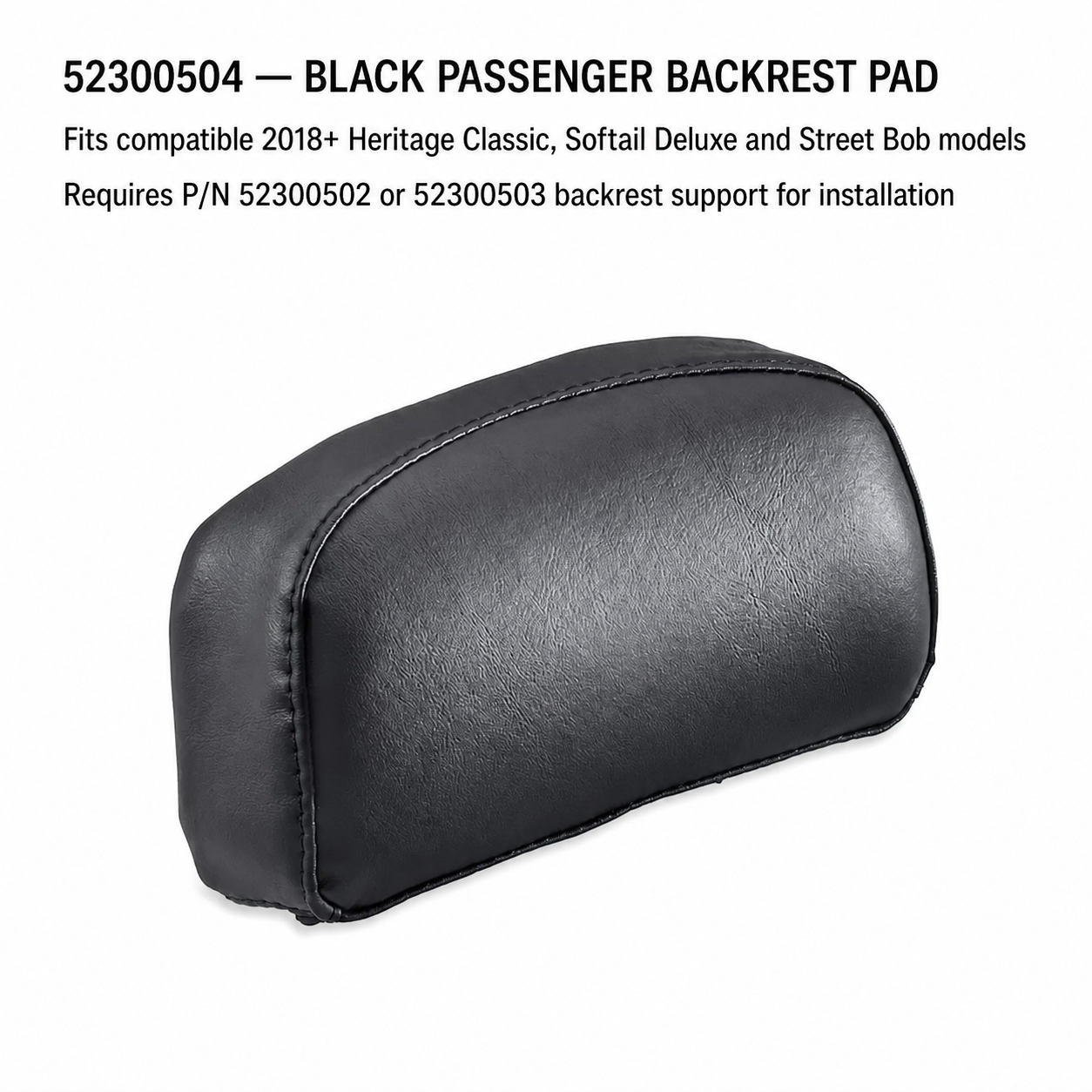 Black passenger backrest pad component