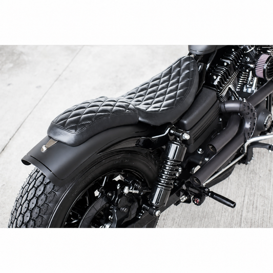 Diamond-stitched motorcycle seats installed
