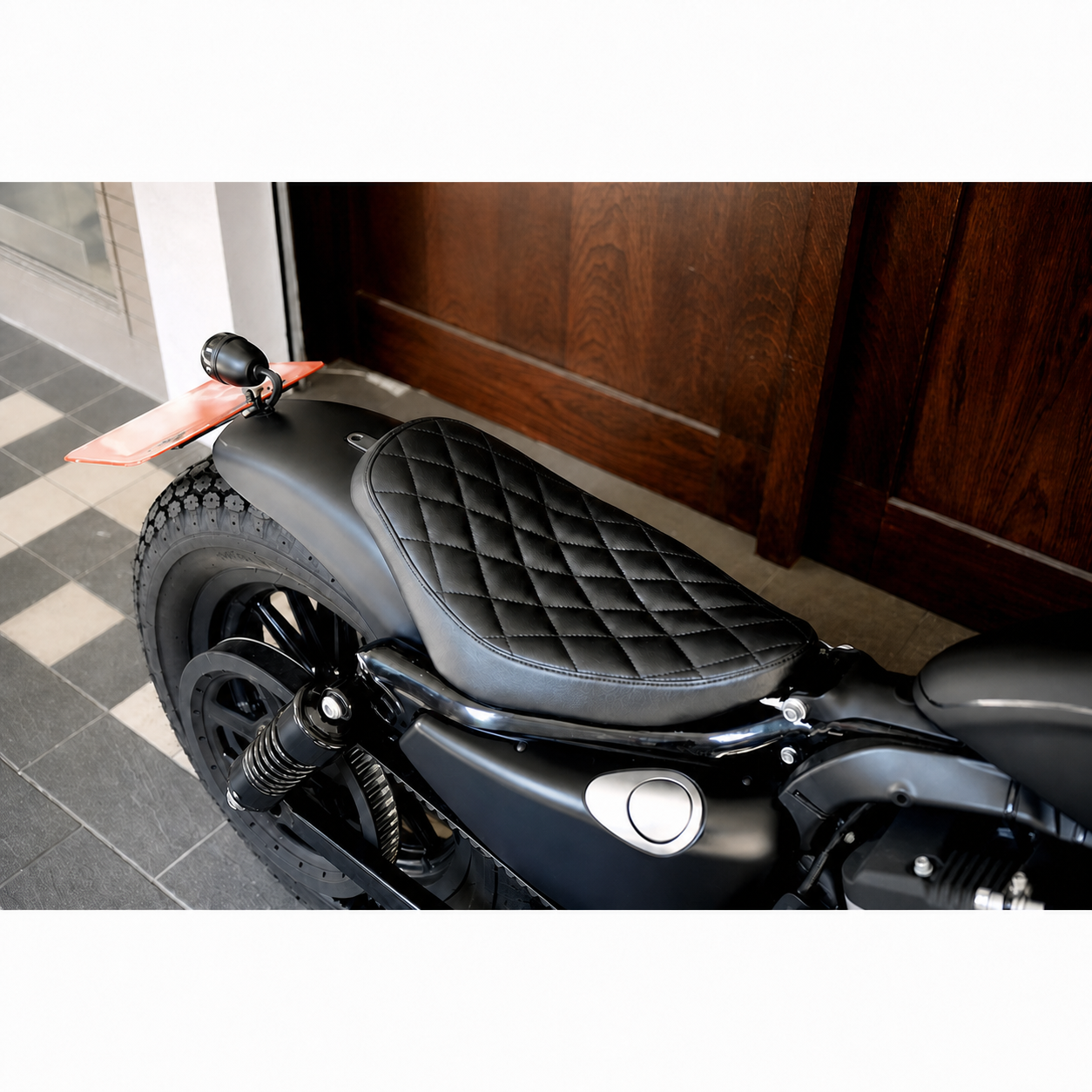 Front seat installed on motorcycle