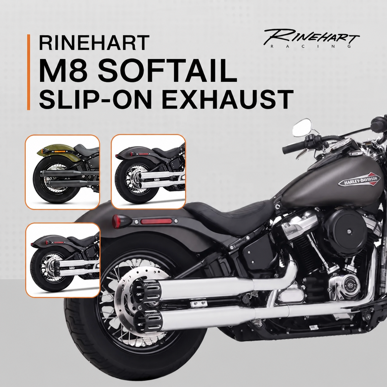 Rinehart M8 Softail slip-on exhaust options