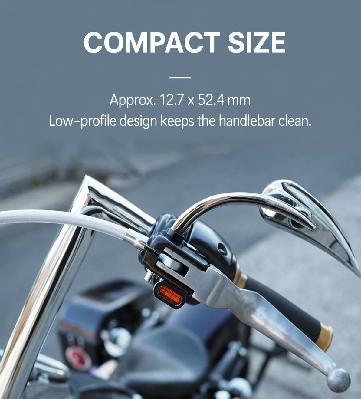 Compact mini handlebar turn signal size