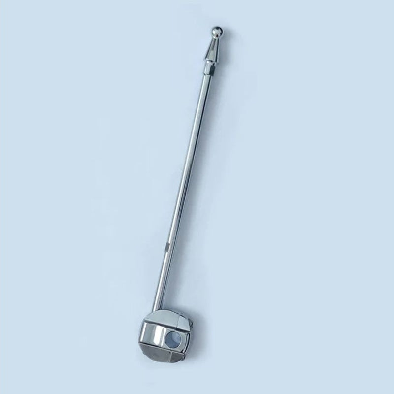 Chrome luggage-rack flag pole close-up