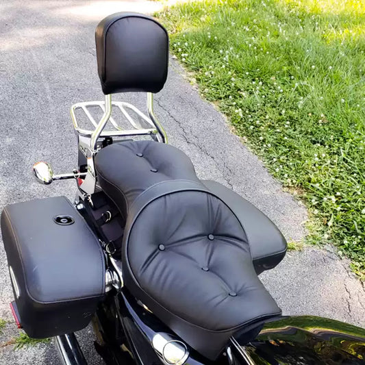 Smooth two-up seat installed on motorcycle