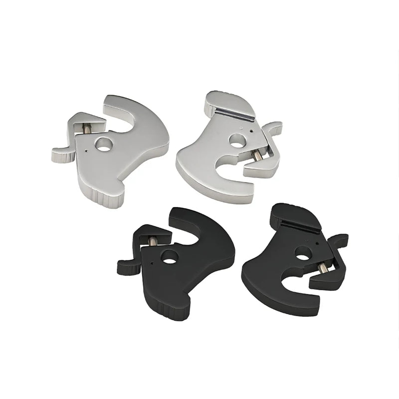 Chrome and black quick-release latch pair