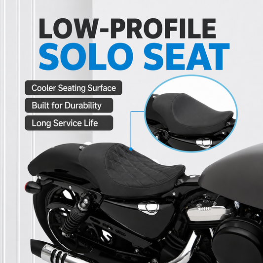 Low-profile solo seat for Harley Sportster XL