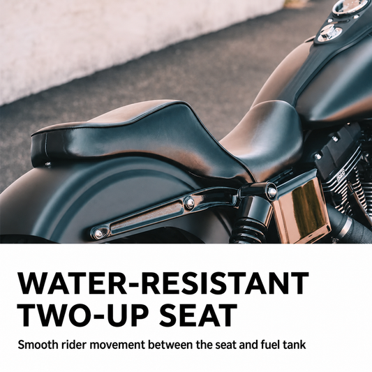 Harley XL two-up motorcycle seat installed