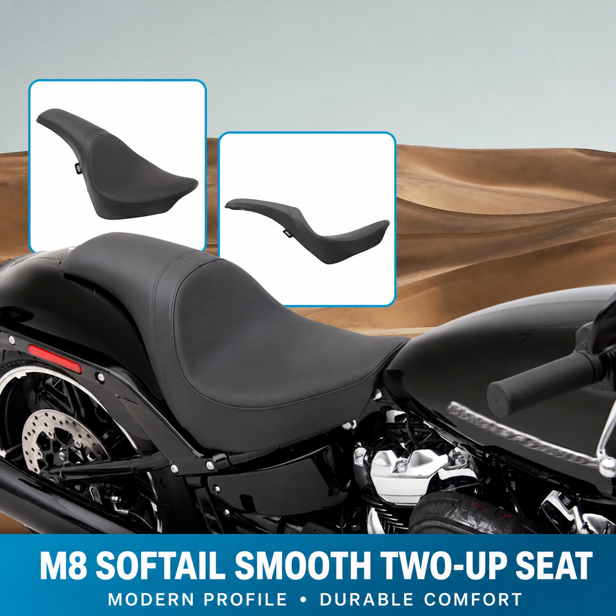 M8 Softail smooth two-up seat overview