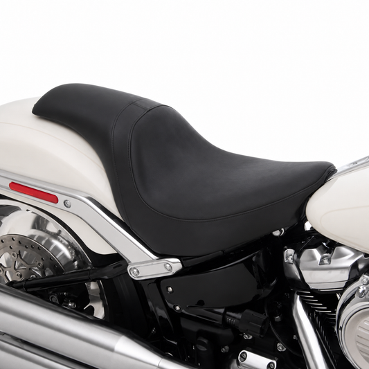 M8 Softail seat on white motorcycle