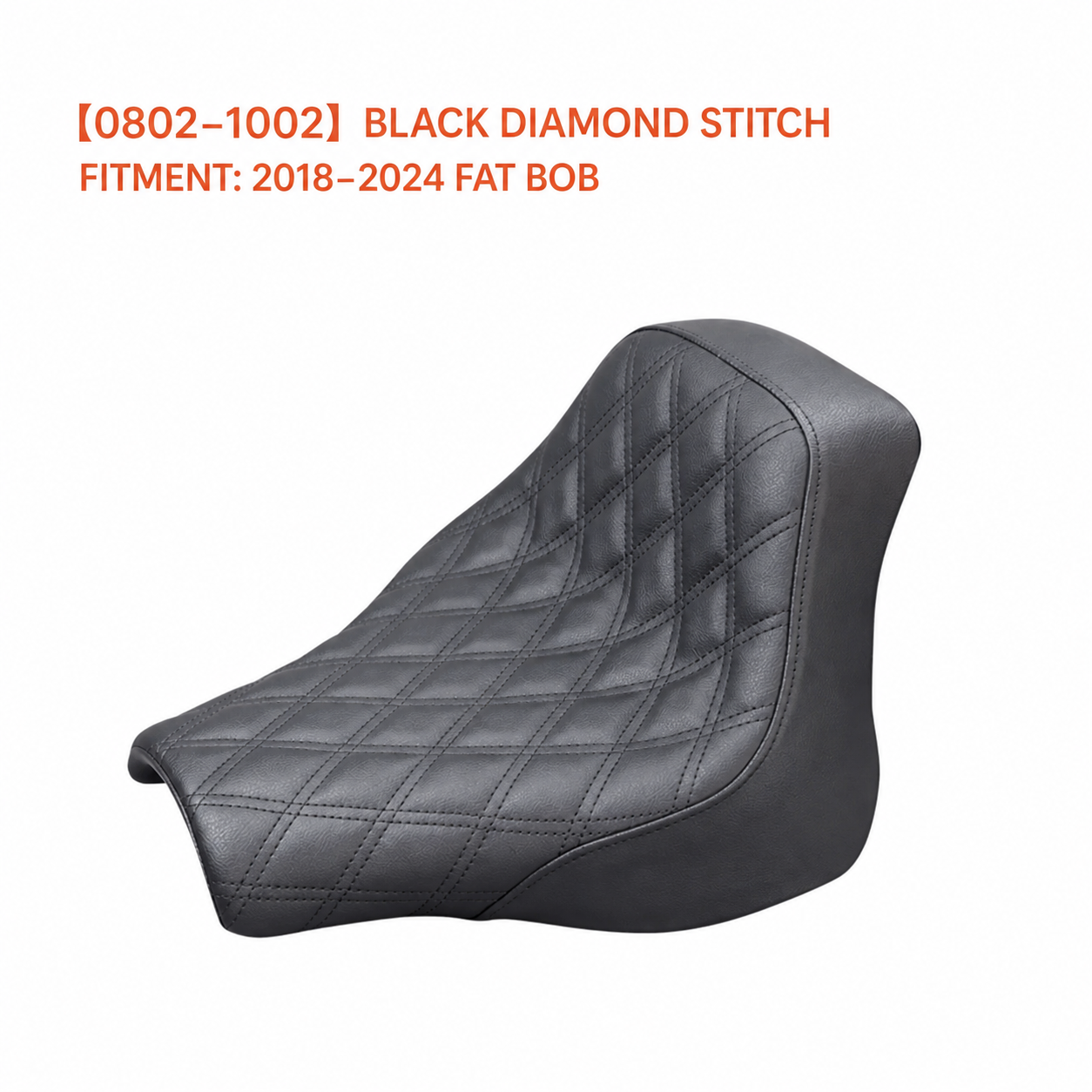 0802-1002 black diamond-stitch solo seat for Fat Bob