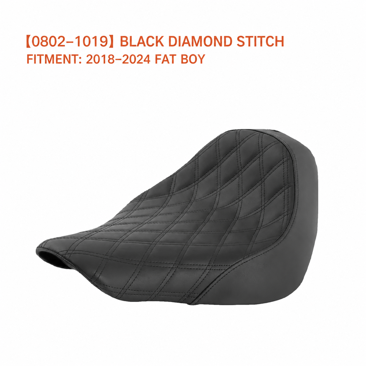 0802-1019 black diamond-stitch solo seat for Fat Boy