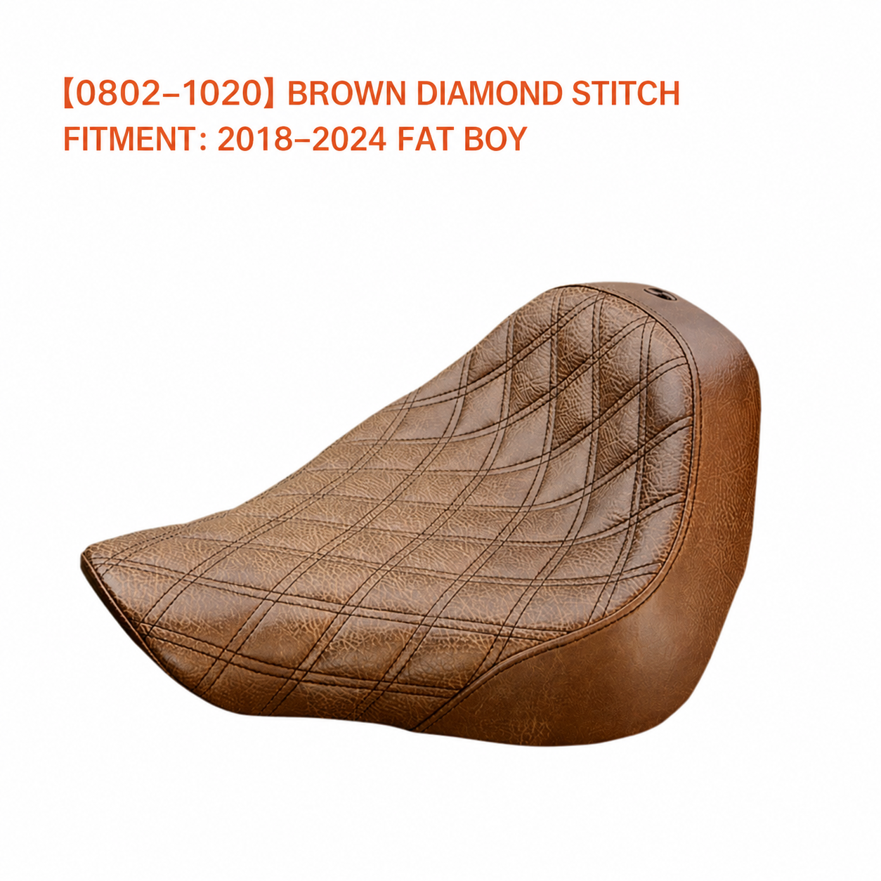 0802-1020 brown diamond-stitch solo seat for Fat Boy