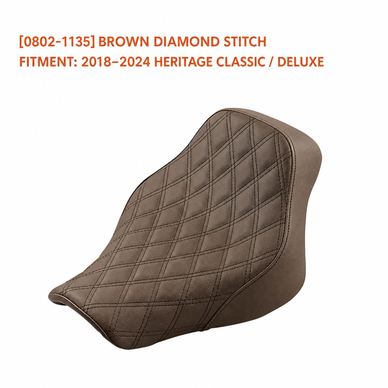 0802-1135 brown diamond-stitch solo seat for Heritage Classic and Deluxe