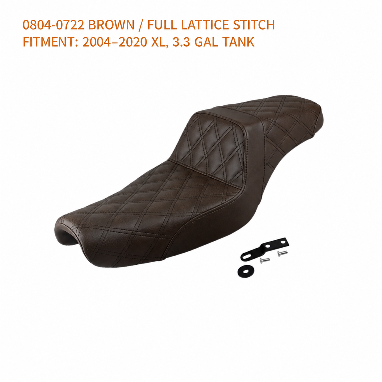 0804-0722 Brown / Full Lattice / 3.3 Gal seat for Harley Sportster XL