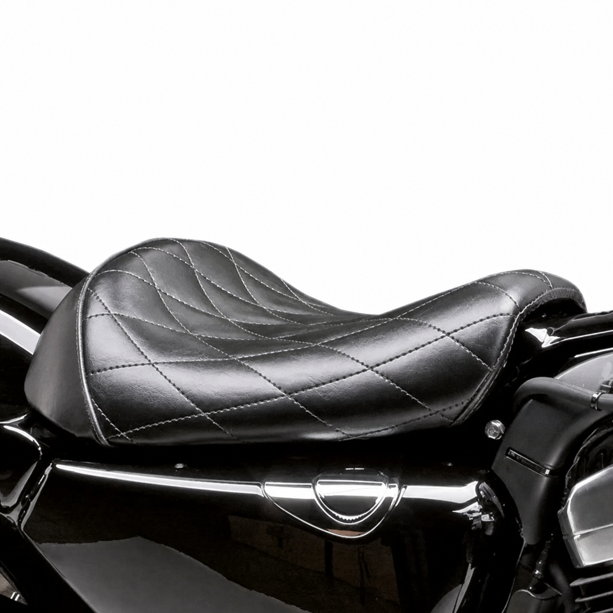 Diamond stitched Harley Sportster front seat