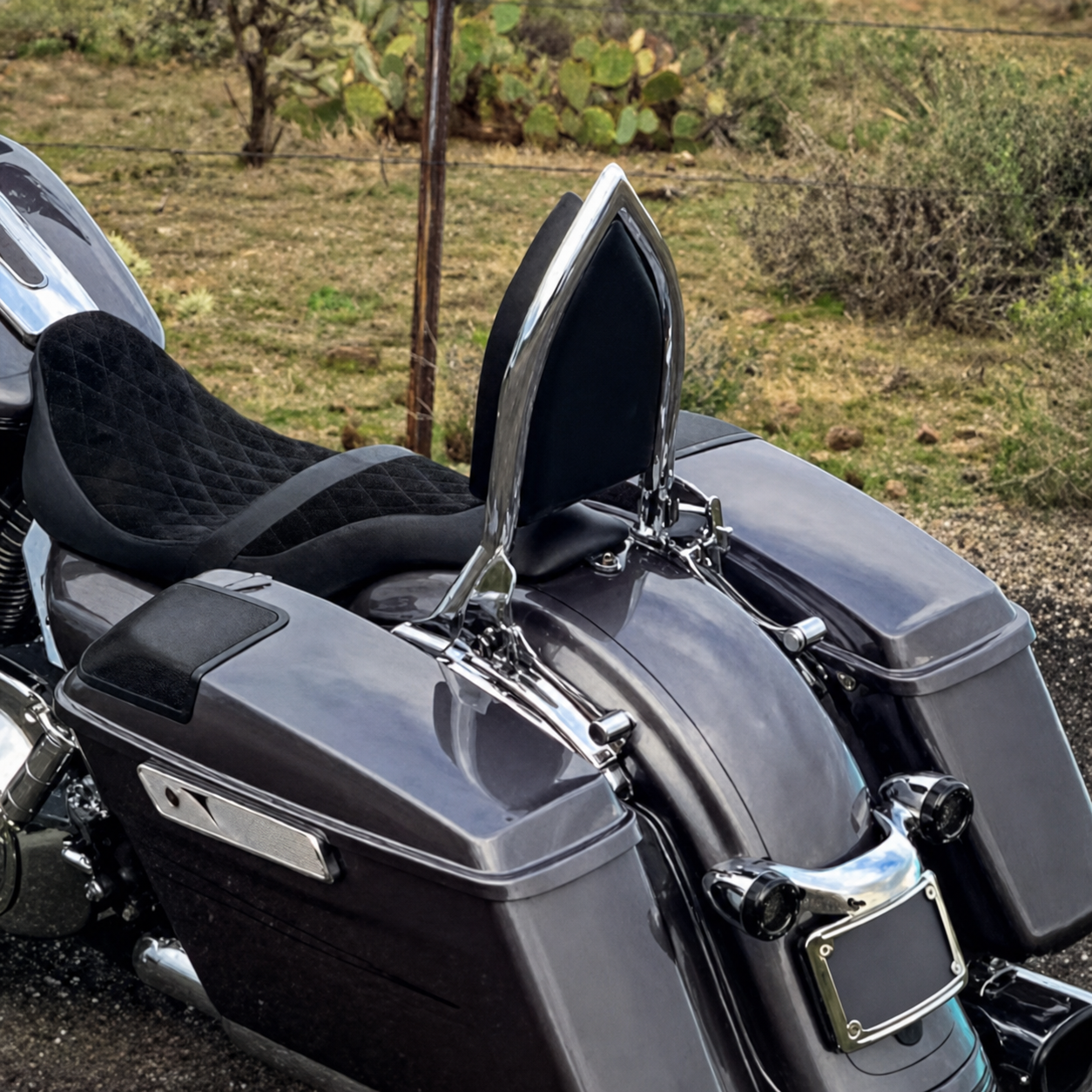 BR1002501C chrome pointed passenger backrest installed