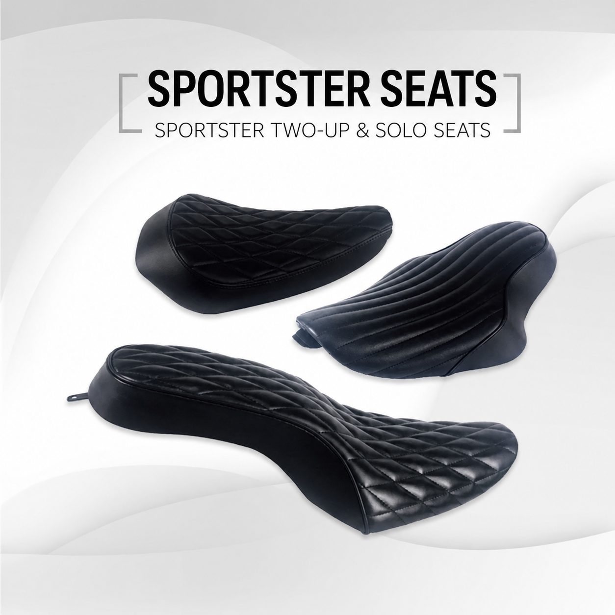 Sportster two-up and solo motorcycle seats