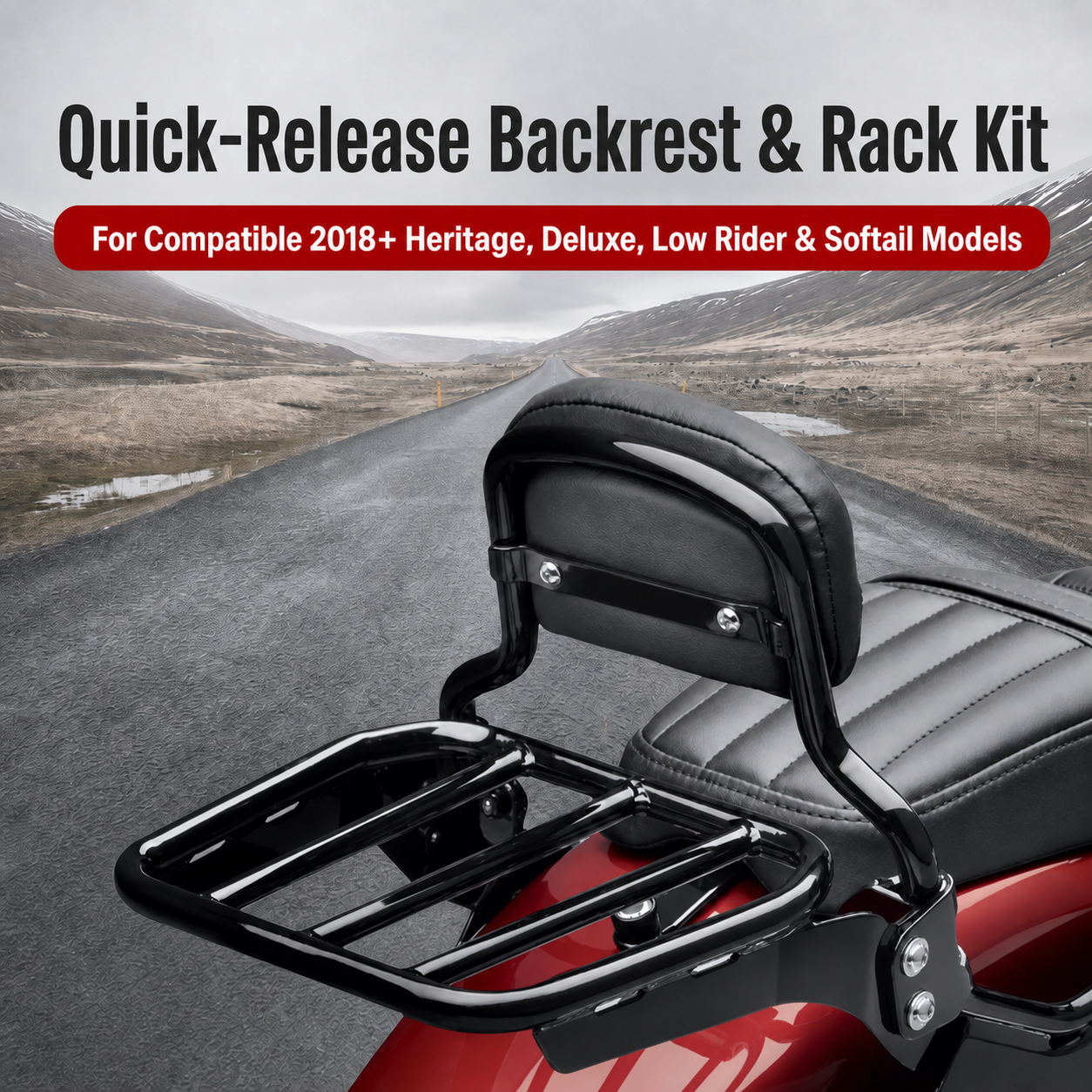 Quick-release backrest and luggage rack kit
