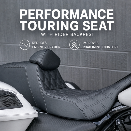 Performance touring seat with optional rider backrest