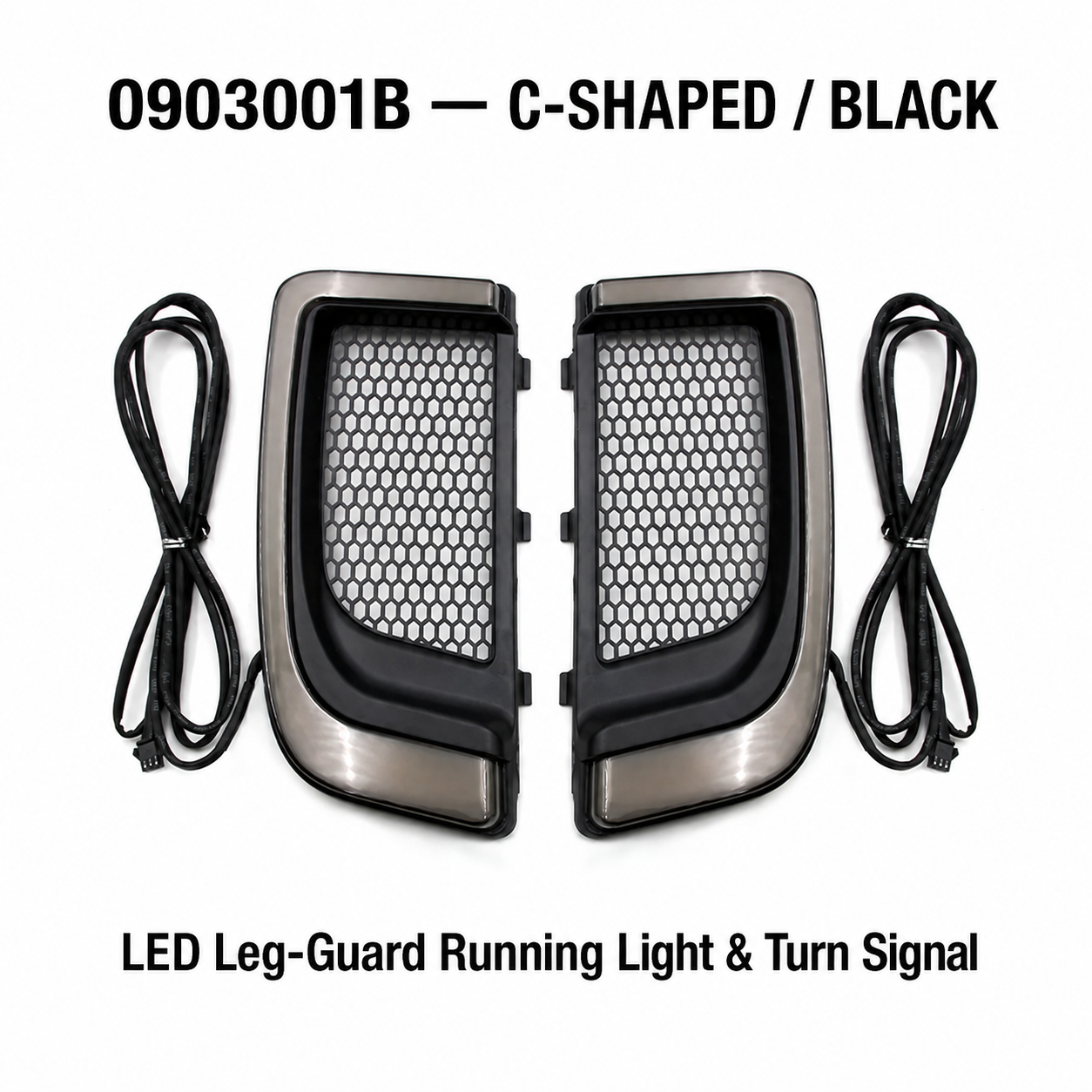 0903001B C-shaped black LED leg-guard lights