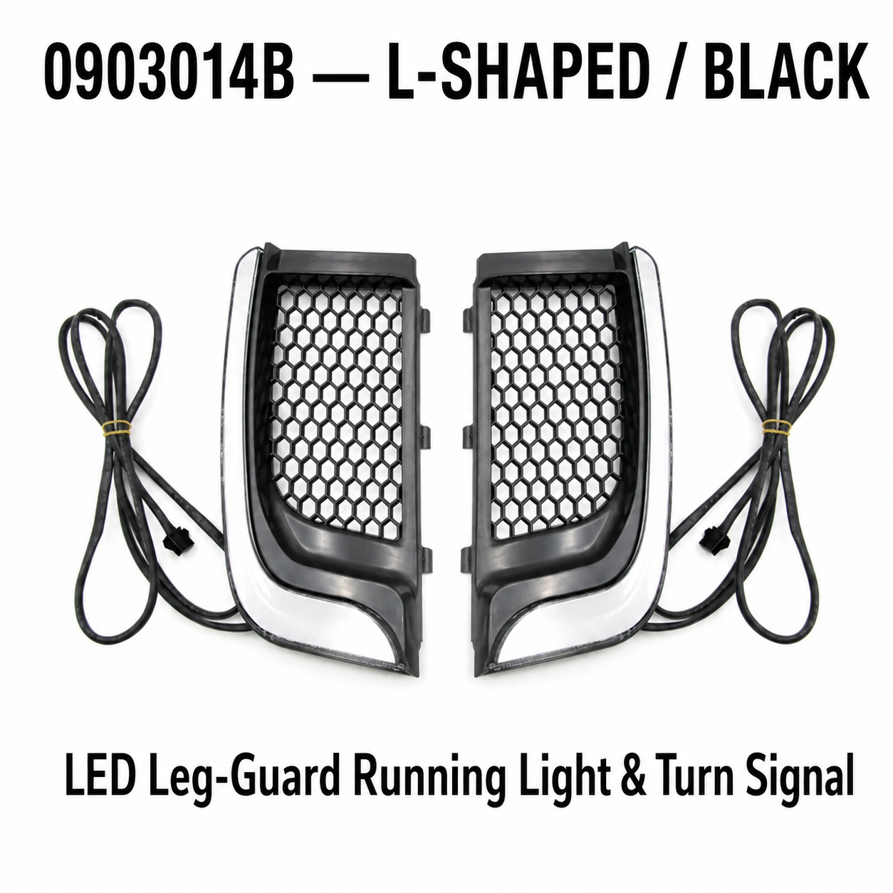 0903014B L-shaped black LED leg-guard lights