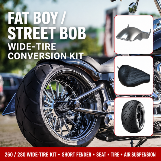 Wide-tire conversion kit for Fat Boy and Street Bob