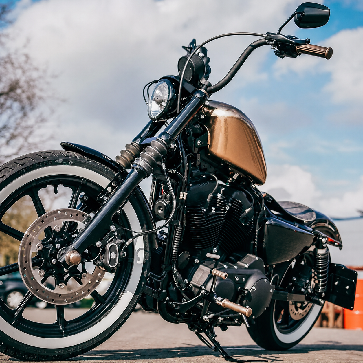 Vintage copper-style Harley Sportster 1200 custom build