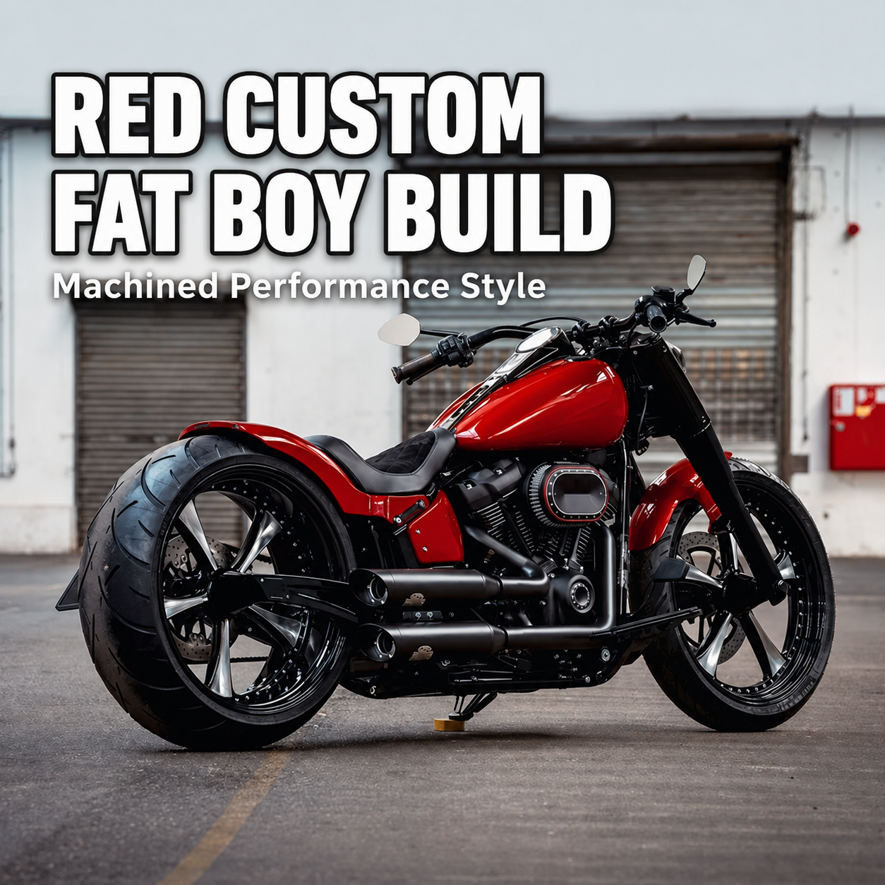 Red machined-style Harley Fat Boy custom build