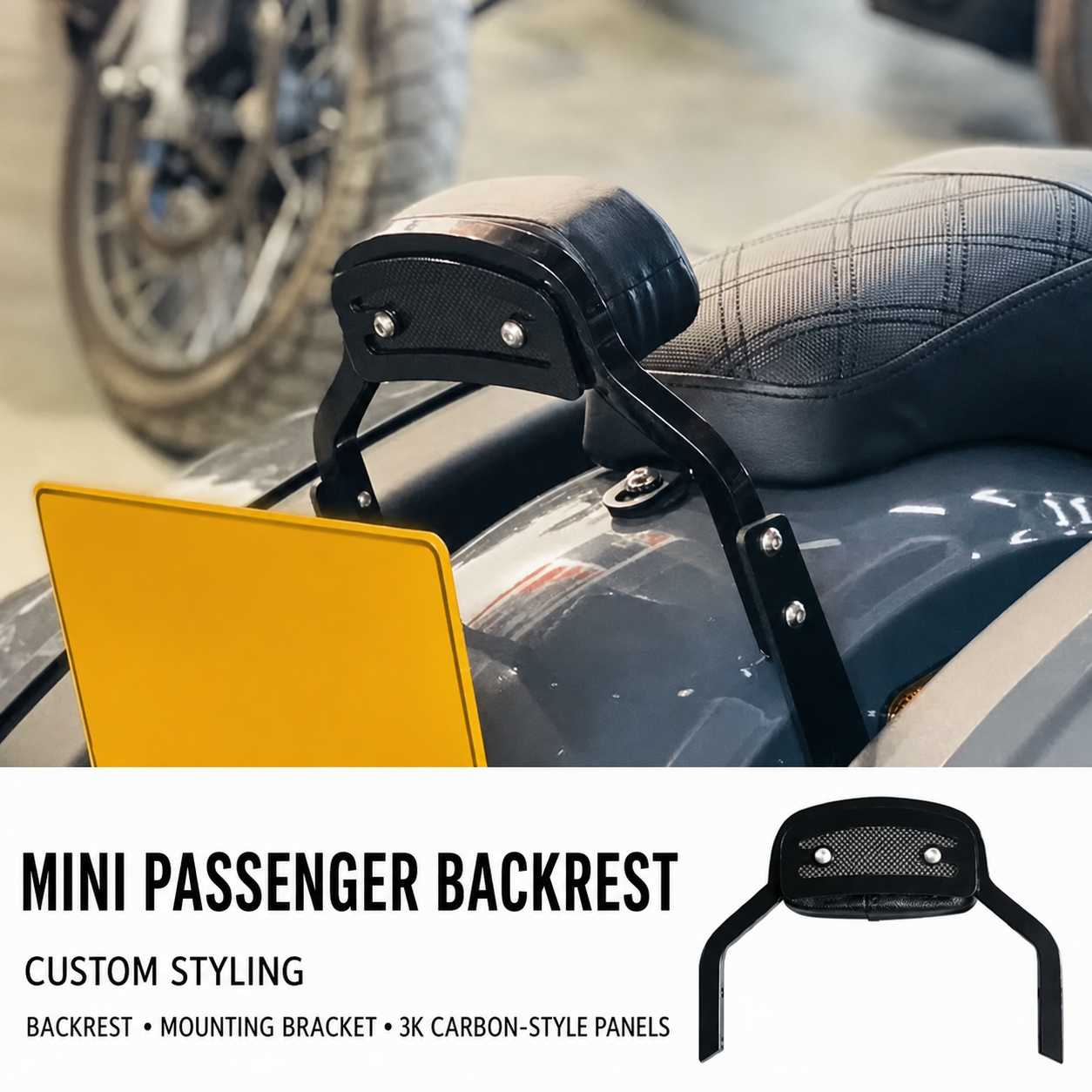 Mini passenger backrest and mounting bracket