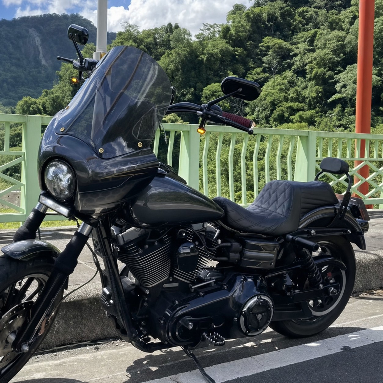 Mini passenger backrest installed on motorcycle