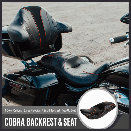 Cobra seat and backrest installed on a touring motorcycle
