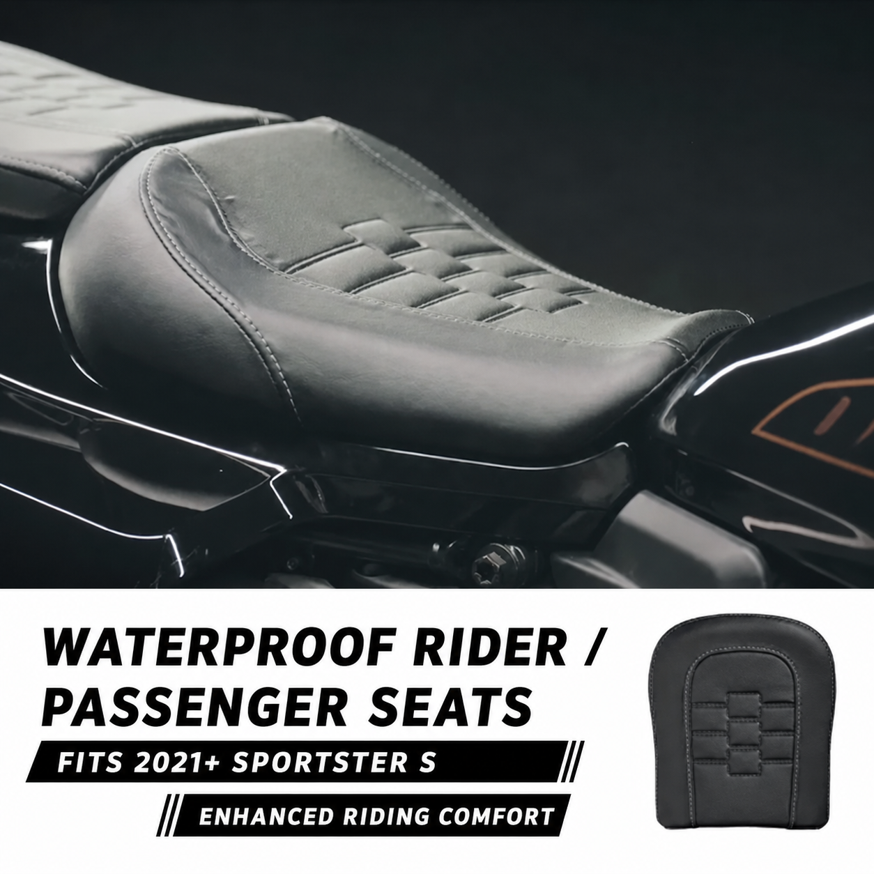 Waterproof Sportster S rider and passenger seats