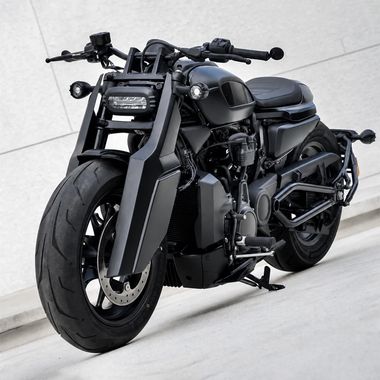 Dark custom covers installed on Harley-compatible Sportster S