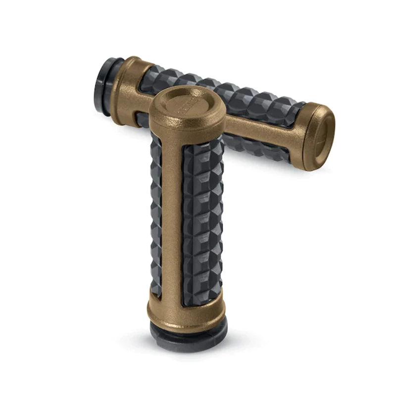 Brass-style grips on white background