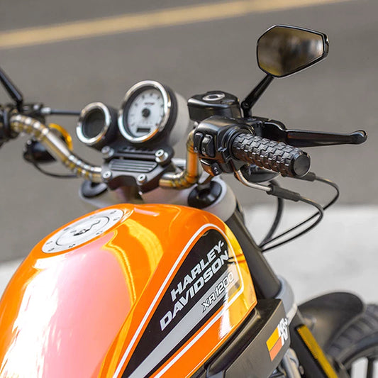 Arlen Ness grips installed on Harley-Davidson motorcycle