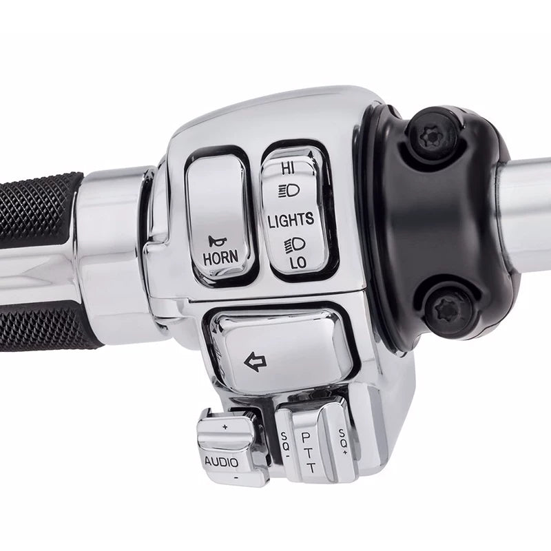 Chrome control switch button covers installed on handlebar